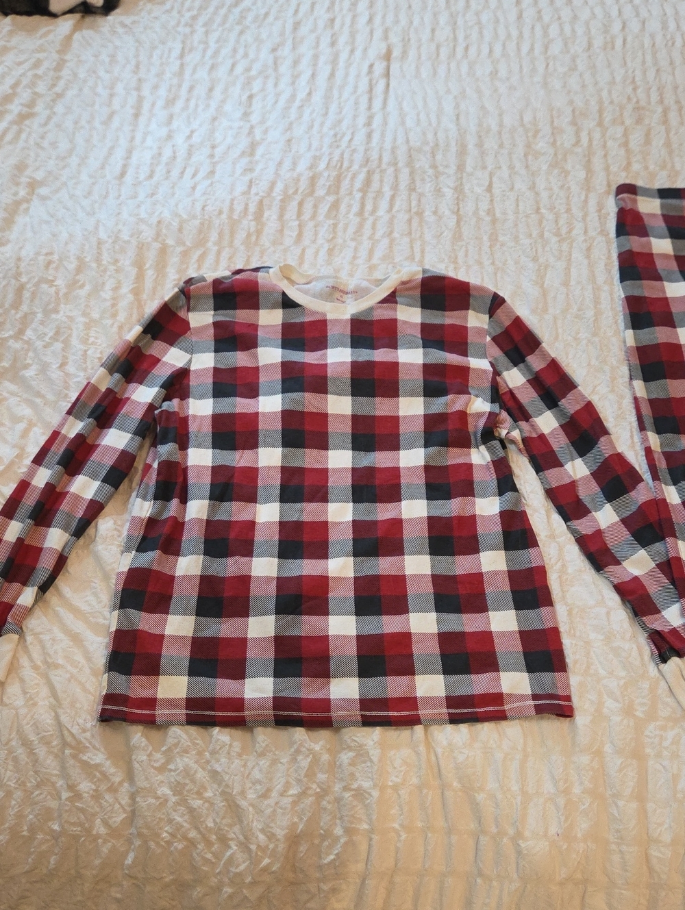 Burt's Bees Baby Red Black White Plaid Long-Sleeve Pajama Top